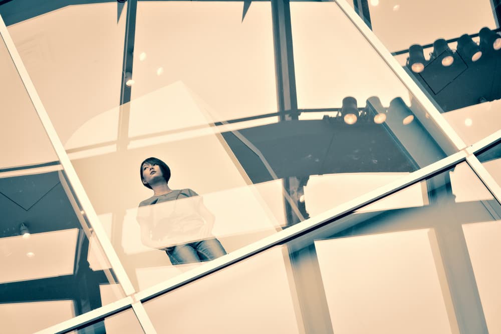Thoughtful Gaze Through Glass by moucorn — canvas wall art