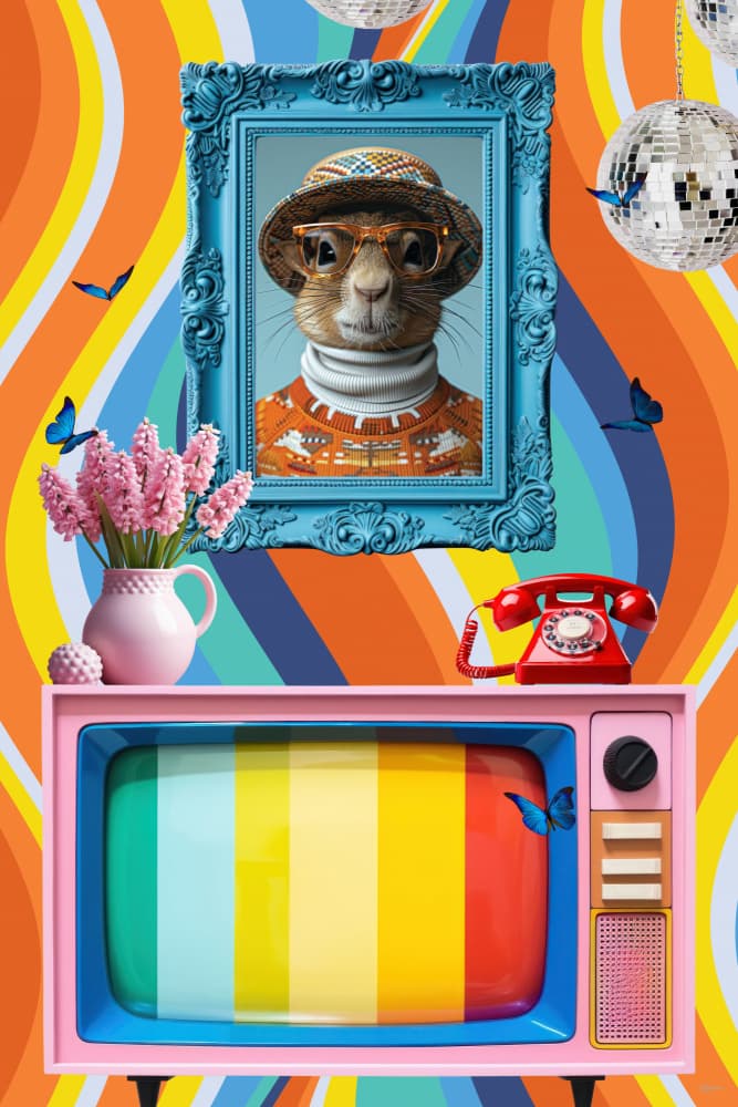 Groovy Squirrel Portrait by Sue Skellern — canvas wall art