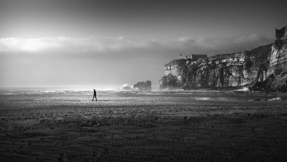 Solitary Walk Coastal Cliffs by Gonçalo Capitão — canvas wall art
