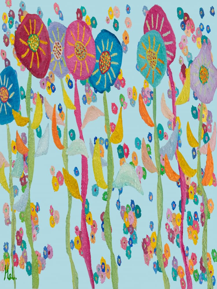 Vibrant Whimsical Flowers by Helen Joynson — canvas wall art