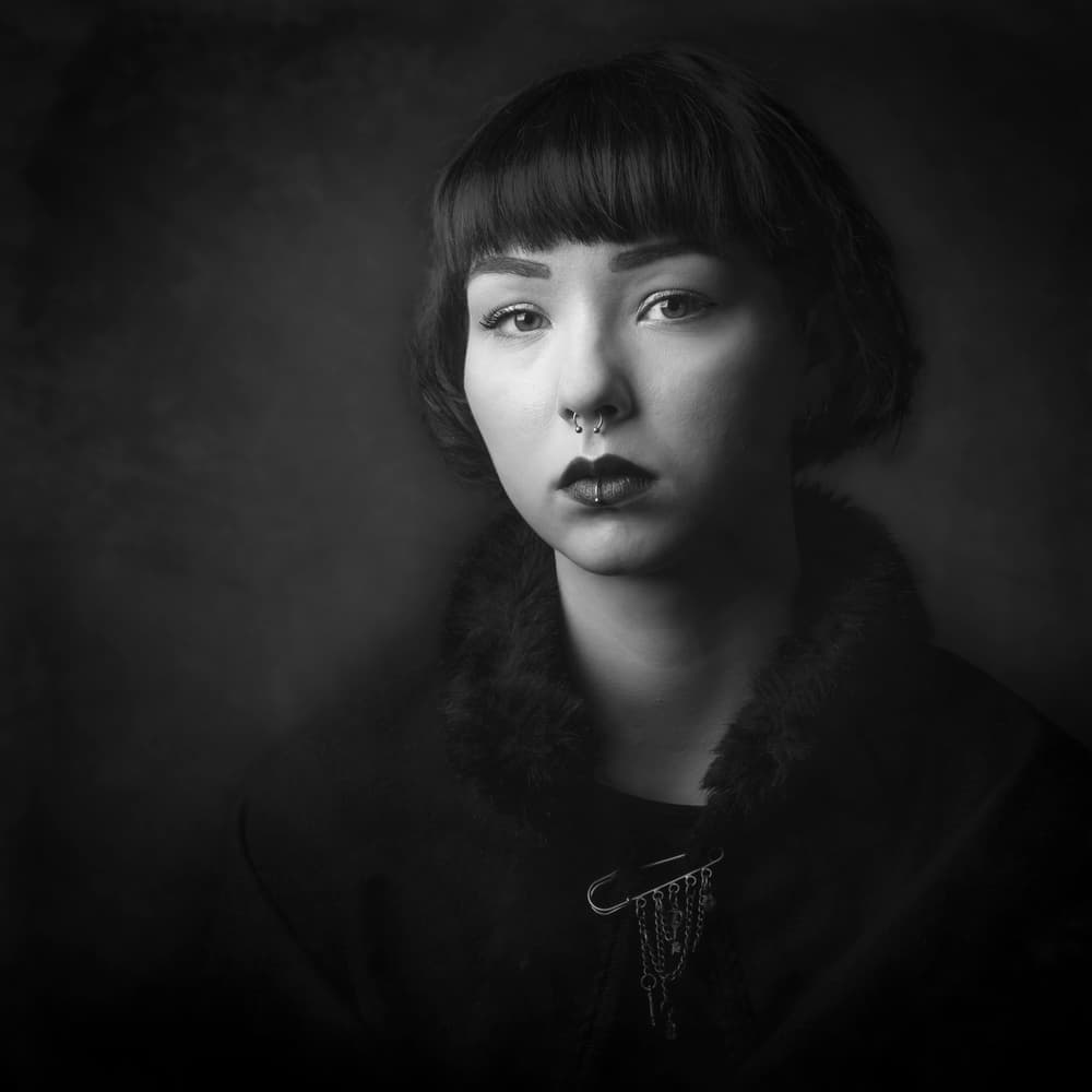 Mysterious Goth Woman by Thierry Lagandré (Transgressed Light) — canvas wall art