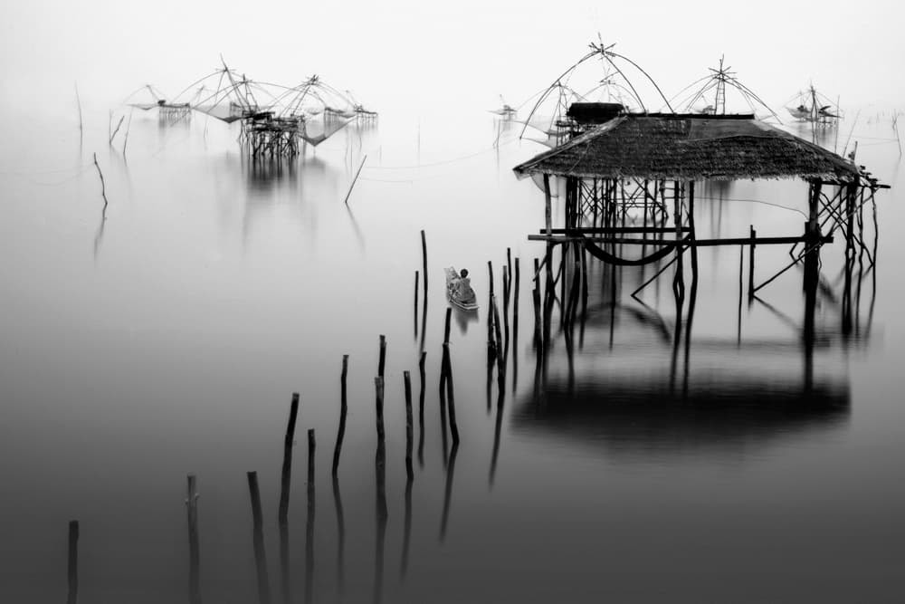 Misty Fishing Village by Ekkachai Khemkum — canvas wall art