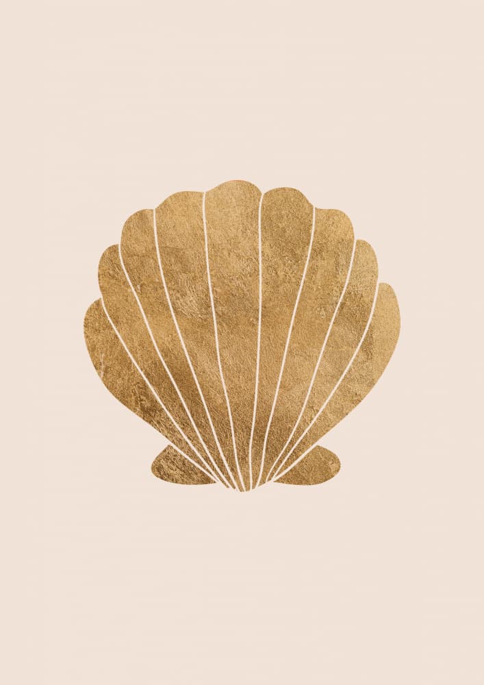 Elegant Golden Seashell by Talitha McQueen — canvas wall art