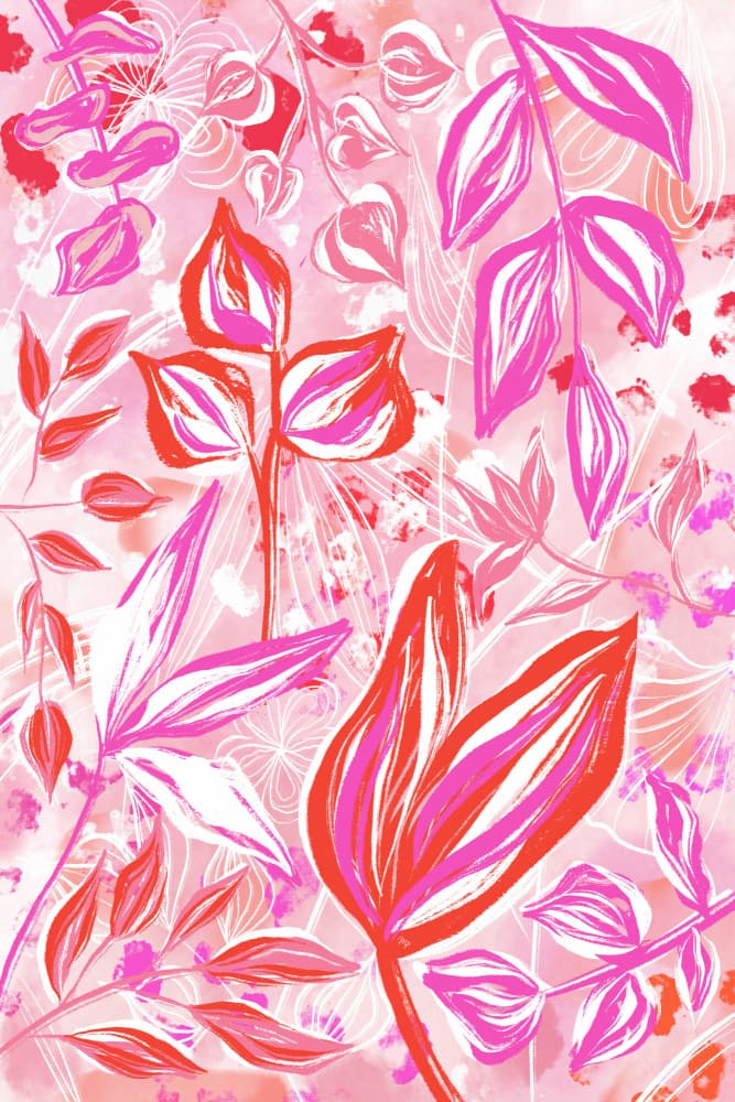 Vibrant Pink Botanicals by Martina — canvas wall art