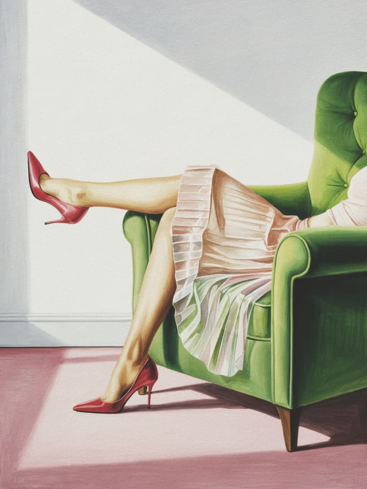 Pink Dress Red Heels by Andreas Magnusson — canvas wall art