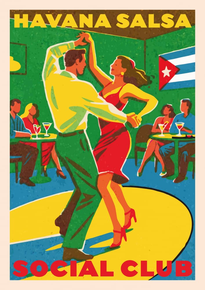 Havana Salsa Social Club by WallChart Art Studio — canvas wall art