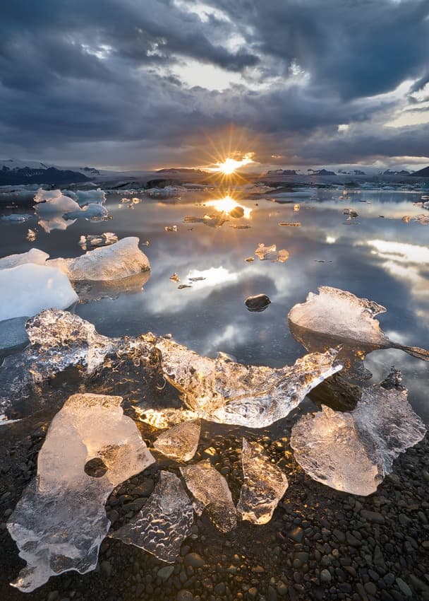 Glacial Lagoon Sunset Glow by Karsten Wrobel — canvas wall art