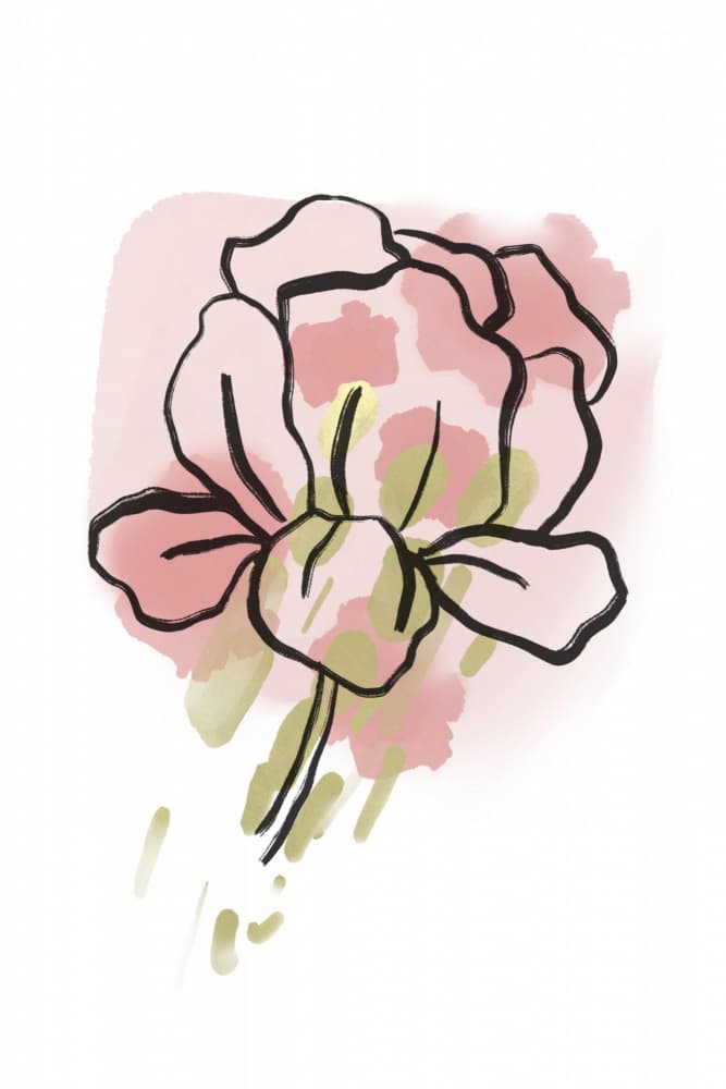 Pink Flower Sketch by Sally Ann Moss — canvas wall art
