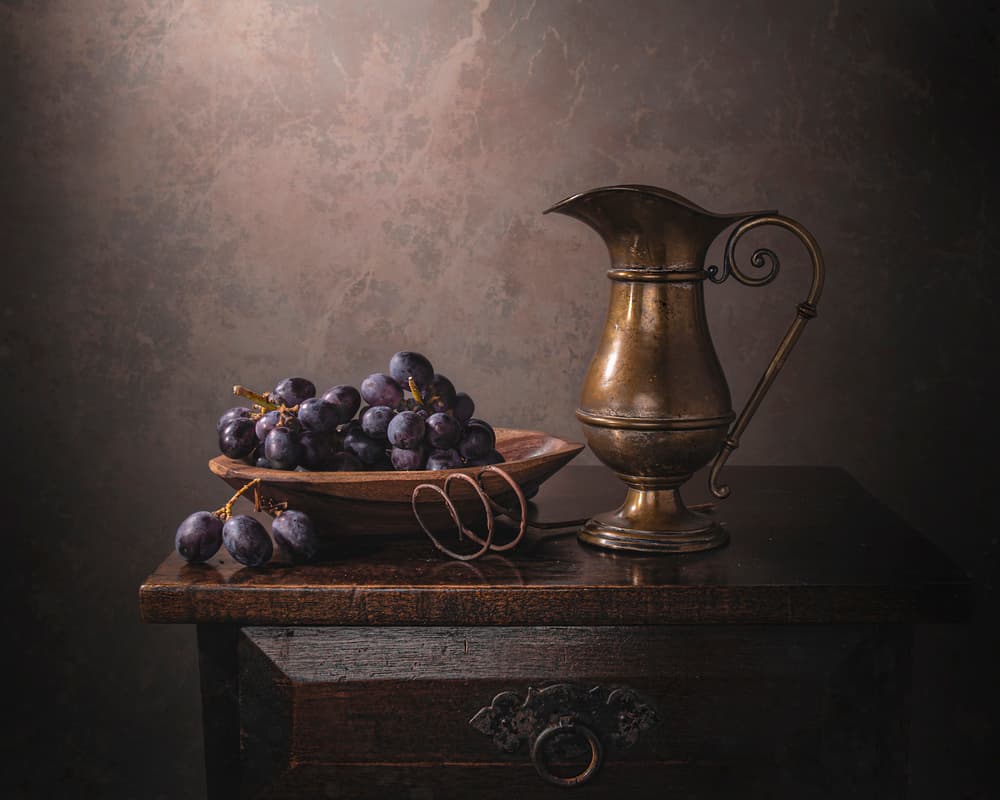 Classic Grapes and Pitcher by Margareth Perfoncio — canvas wall art