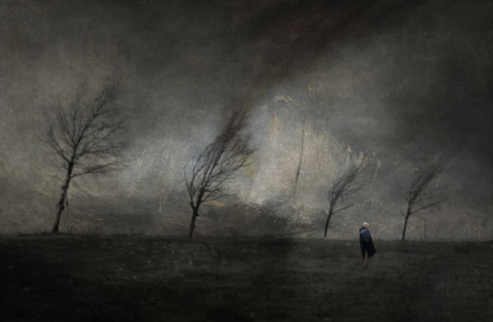 Lone Figure Dark Landscape by Orkidea W. — canvas wall art