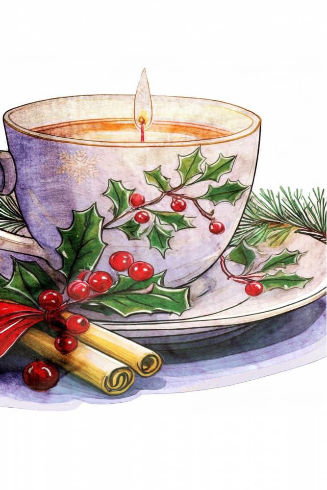 Cozy Christmas Candle Cup by casa cartissi — canvas wall art