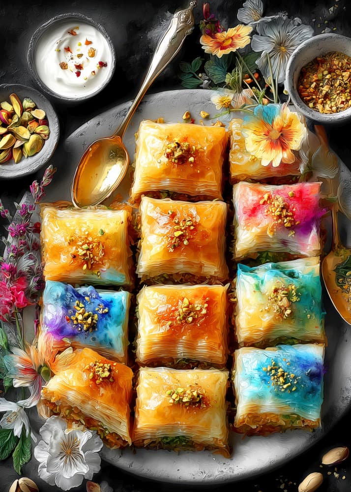 Baklawa 1 food art by Justyna Jaszke — canvas wall art