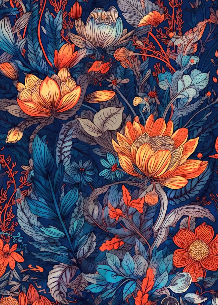 Vibrant Botanical Tapestry by Justyna Jaszke — canvas wall art
