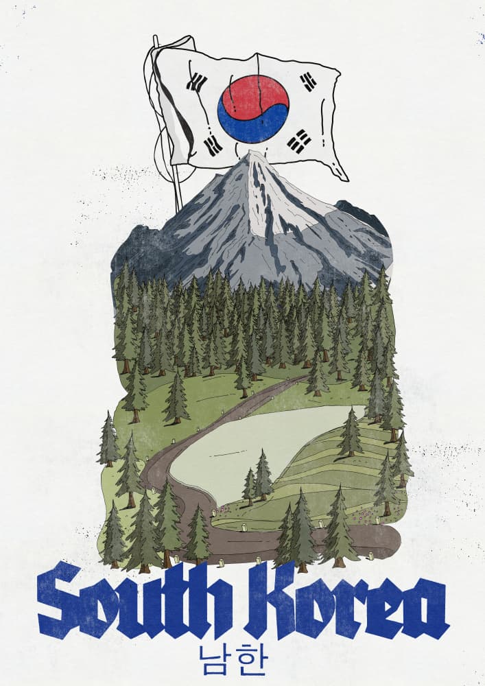 South Korea Mountain Flag by Nicholas — canvas wall art