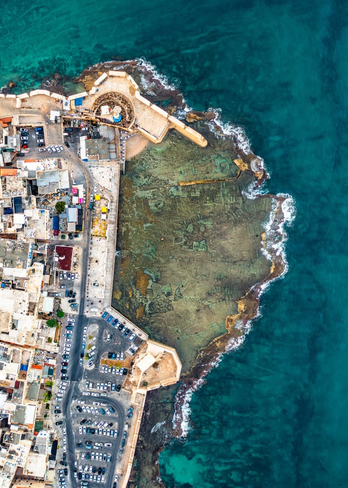 Turquoise Coastal City by Gilad Topaz — canvas wall art