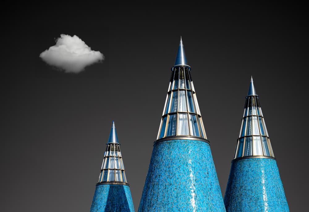 Futuristic Blue Spires by Roland M Schwerdtfeger — canvas wall art