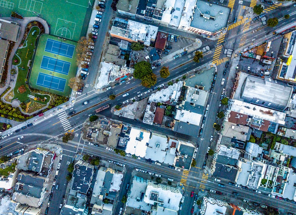 Aerial Urban Grid by Rob Darby — canvas wall art