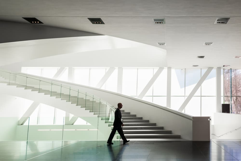 Man on Modern Staircase by Michiko Ôtomo — canvas wall art