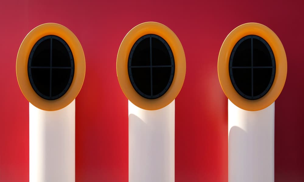 Red Industrial Vents by Hans-Wolfgang Hawerkamp — canvas wall art