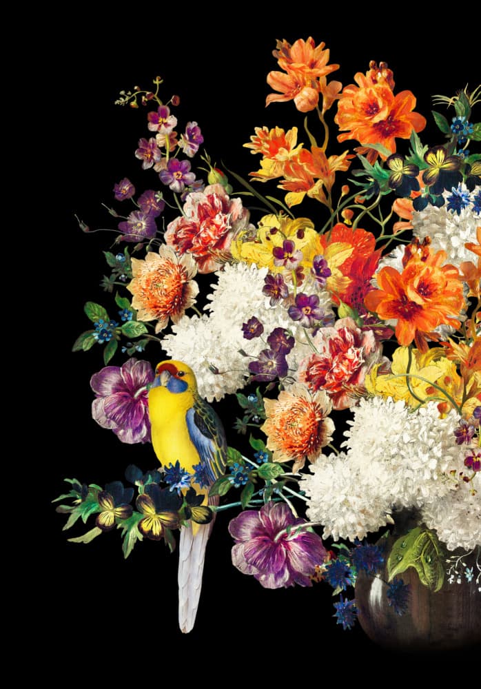 Vibrant Botanical Parrot by Marja van den Hurk — canvas wall art