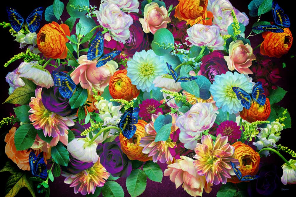Colorful Butterfly Bouquet by Sue Skellern — canvas wall art