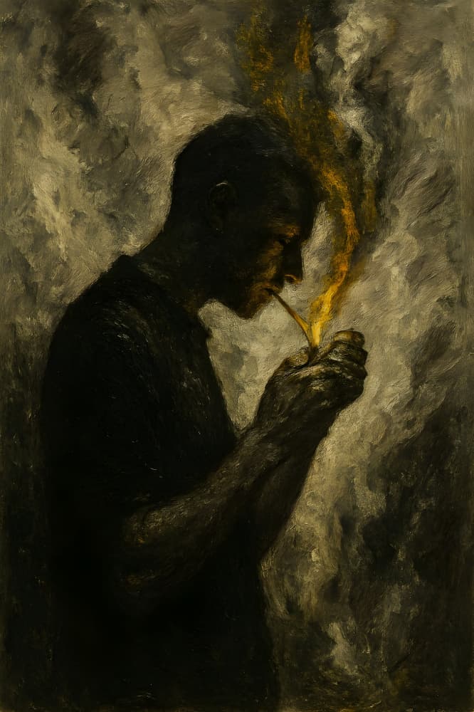 Man Lighting Golden Flame by HUGO — canvas wall art