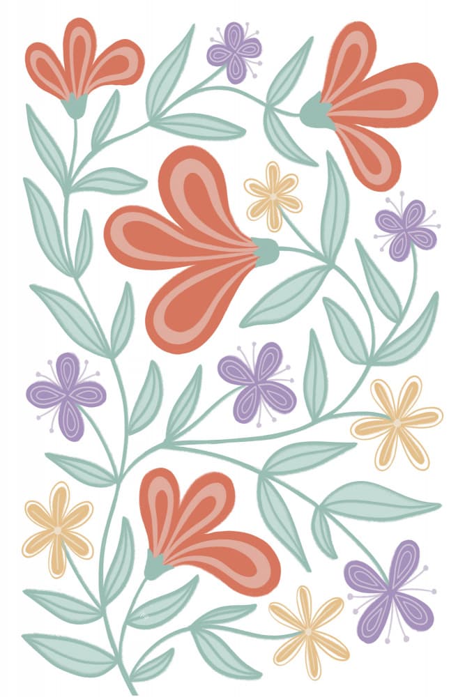 Vibrant Whimsical Flowers by Martina — canvas wall art