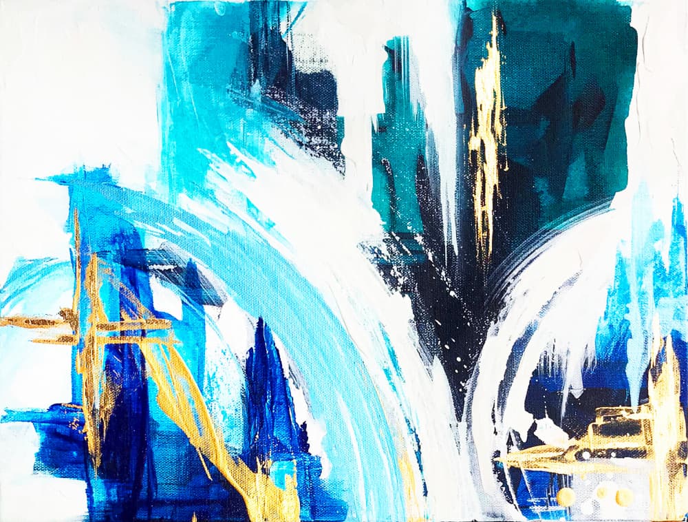 Vibrant Blue Gold by Alyson Storms — canvas wall art