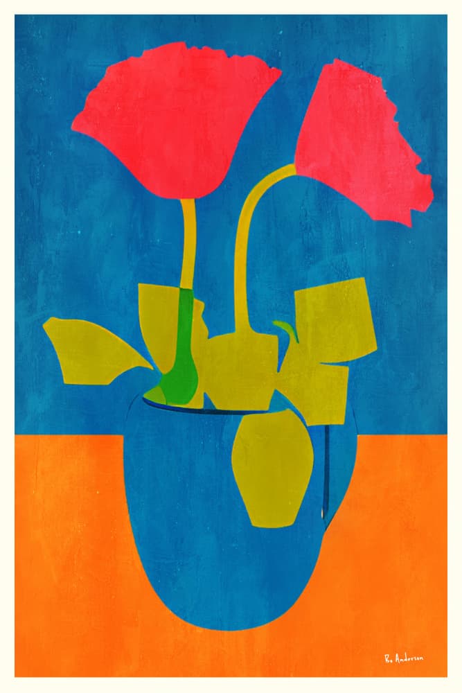 Vibrant Poppies in Vase by Bo Anderson — canvas wall art
