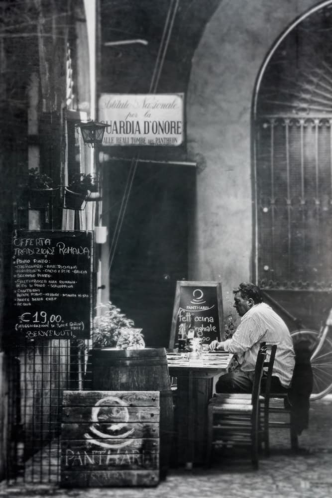 Man at Outdoor Cafe by Antonio Grambone — canvas wall art