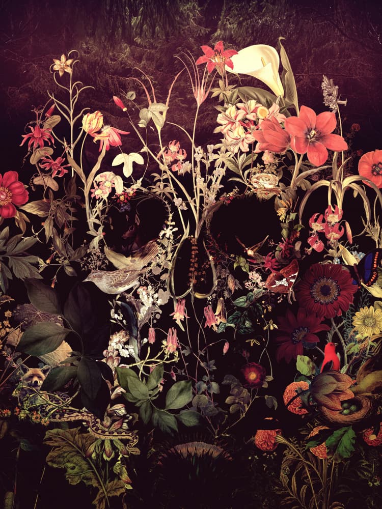 Floral Skull Garden by Ali Gulec — canvas wall art