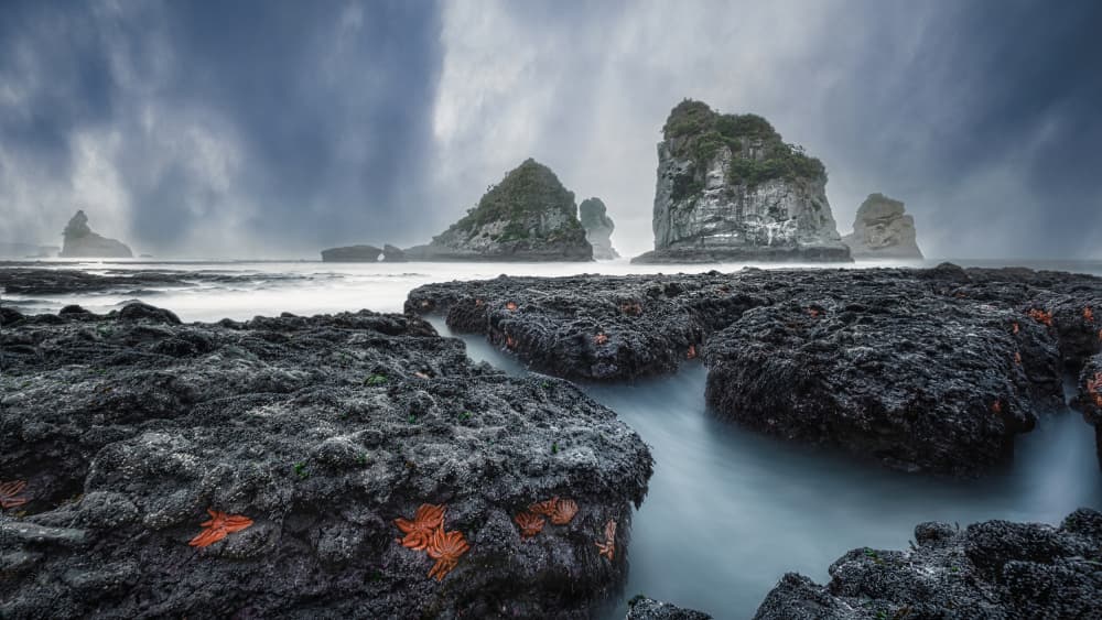 Moody Sea Stacks by YANGYING — canvas wall art