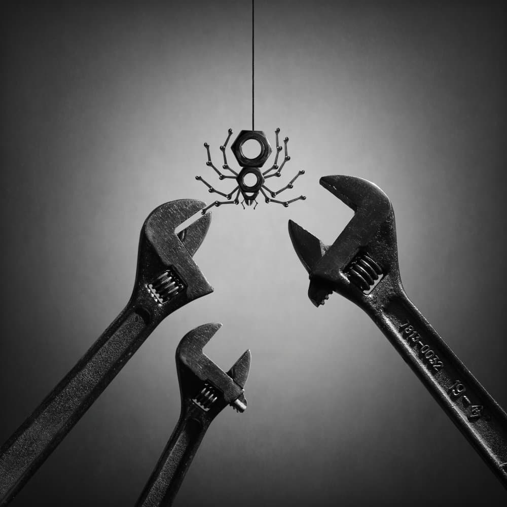 Metal Spider and Wrenches by Victoria Glinka — canvas wall art