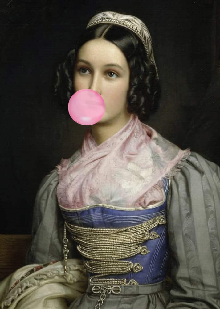 Elegant Bubblegum Lady by The Art Concept — canvas wall art