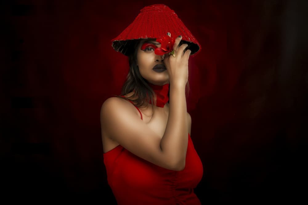 Bold Red Portrait by PARTHA BHATTACHARYYA — canvas wall art