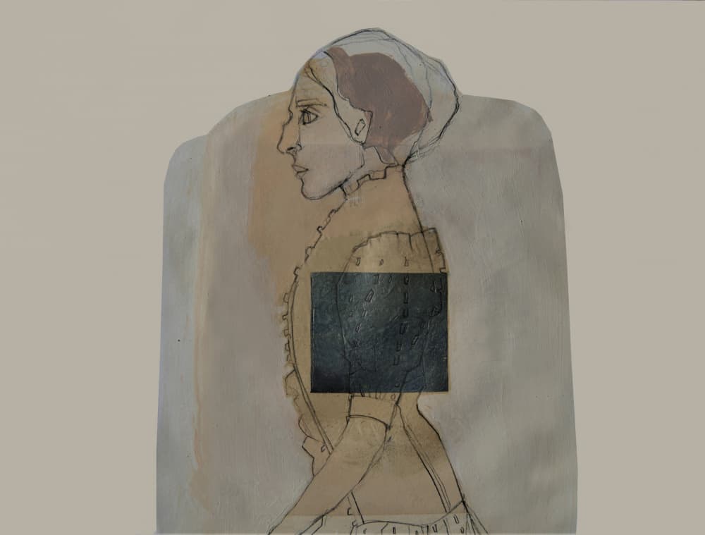 Pensive Woman Profile by Doris Schmitz — canvas wall art