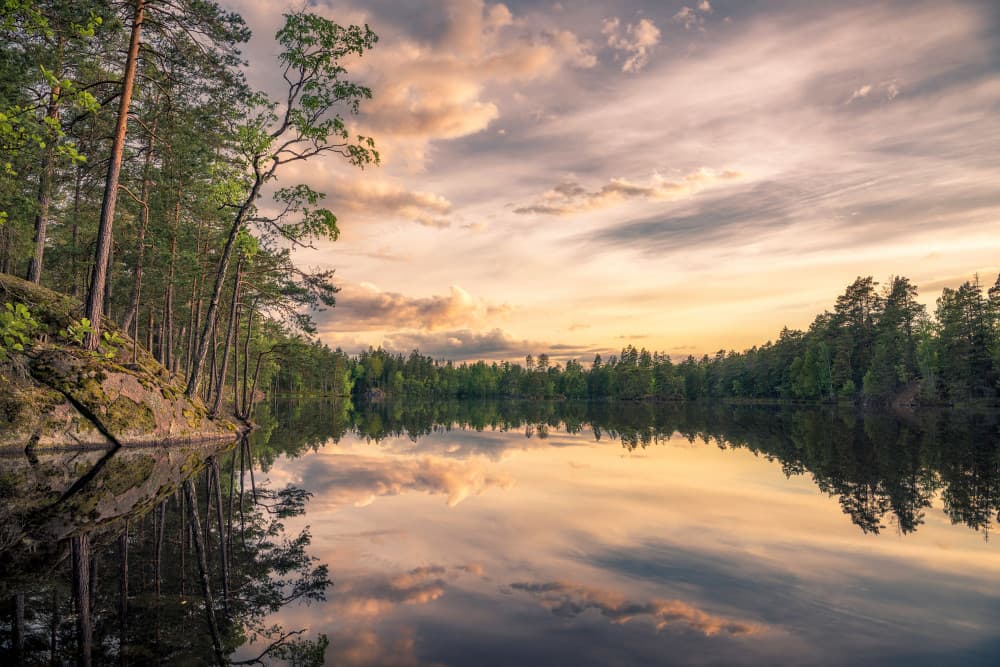 Golden Lake Reflections by Christian Lindsten — canvas wall art