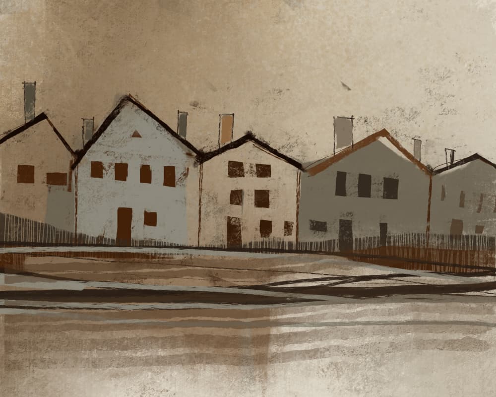 Village Street Reflection by MANSI SAXENA — canvas wall art