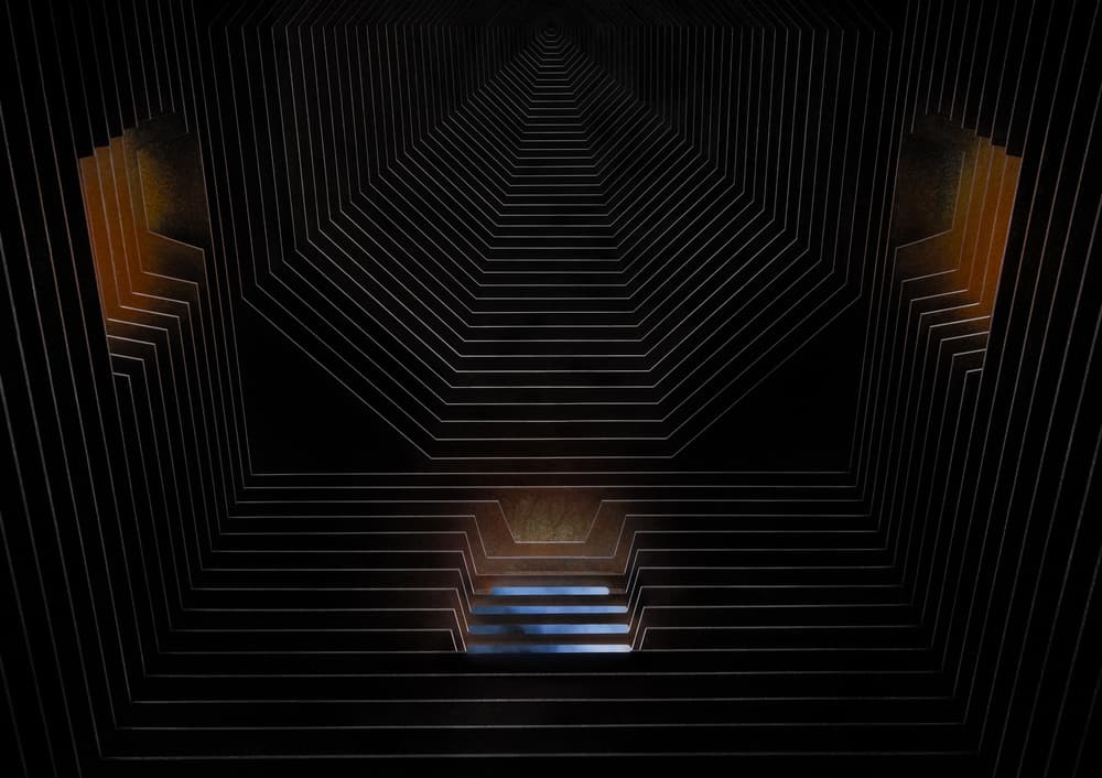 Dark Geometric Passage by Luc Stalmans — canvas wall art