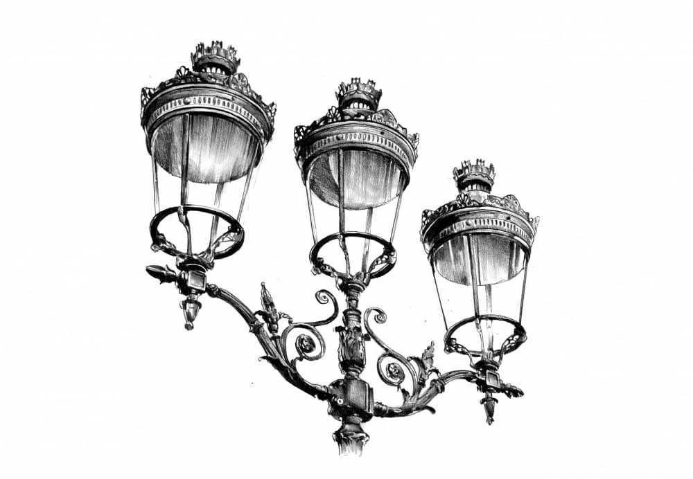 Ornate Triple Lampposts by Kulik — canvas wall art