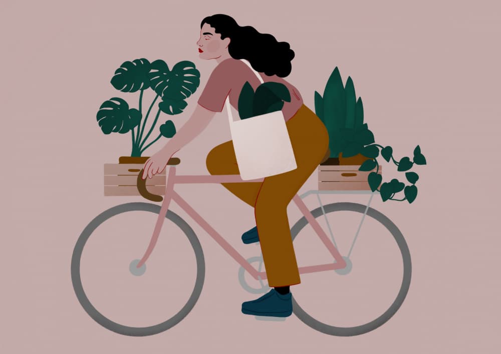 Cycling With Plants by Ida Alvarsson — canvas wall art