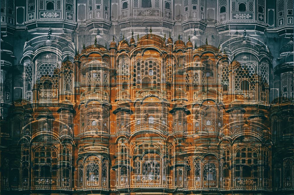 Hawa Mahal Palace Windows by Hans-Wolfgang Hawerkamp — canvas wall art