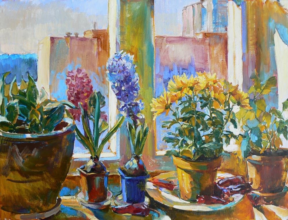 Sunny Window Bloom by Andrii Kutsachenko — canvas wall art