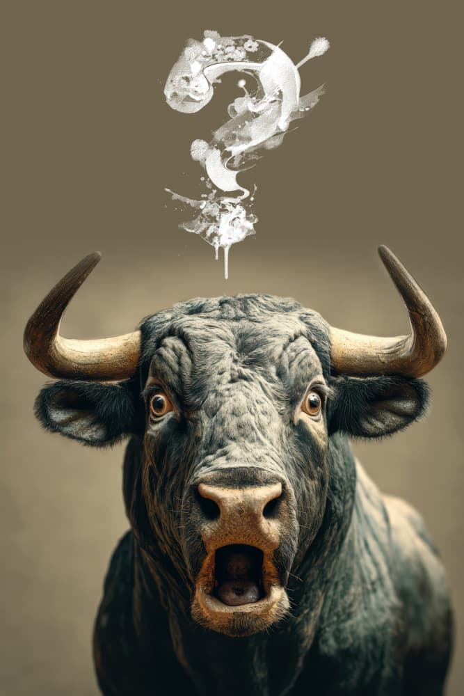 Bull's Surreal Question by Rafal Kulik — canvas wall art