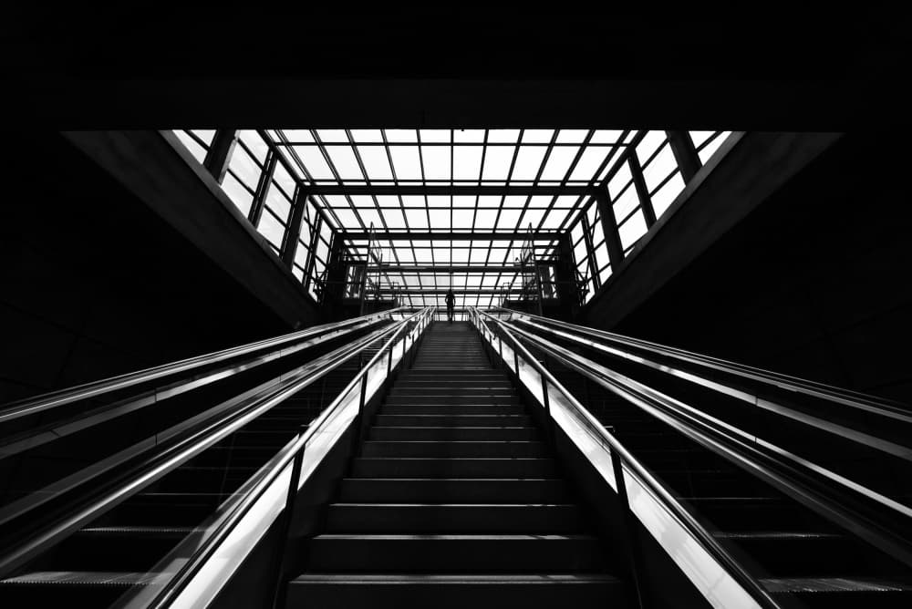 Upward Escalator Light by Jorge Pimenta — canvas wall art