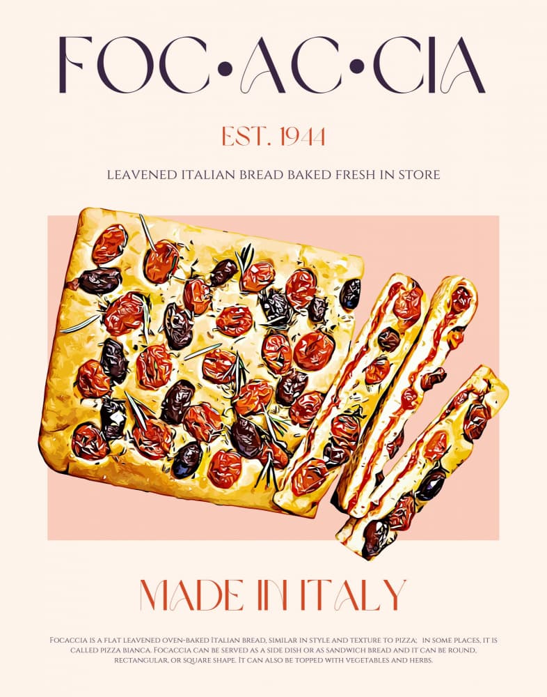 Tomato Olive Focaccia by Nazma Khokhar — canvas wall art