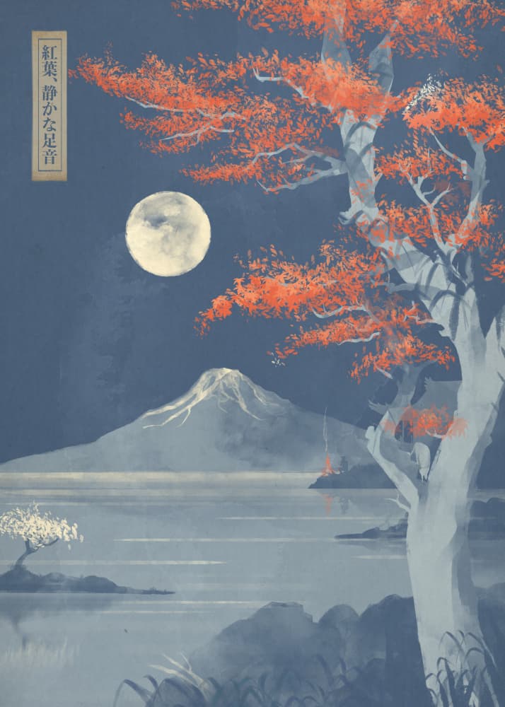 Autumn Moon Over Fuji by Fadil Roze — canvas wall art