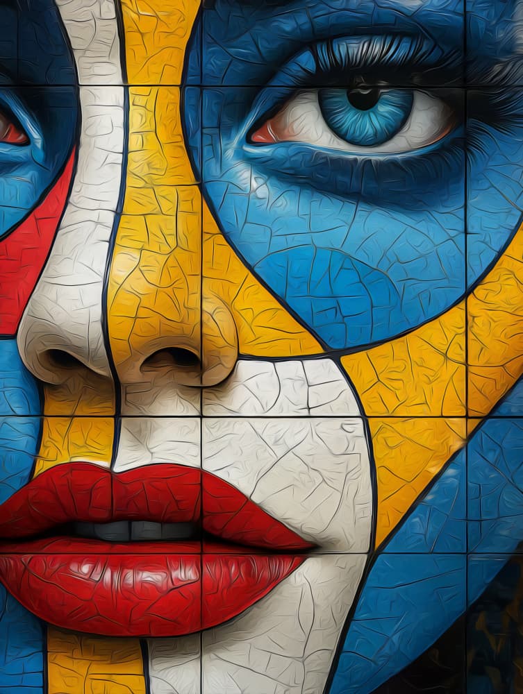 Vibrant Mosaic Woman by Bilge Paksoylu — canvas wall art