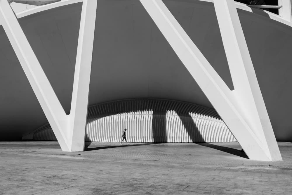 Lone Figure Modern Architecture by Martin Agius — canvas wall art