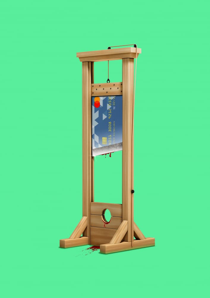 Credit Card Guillotine by Artem Pozdniakov — canvas wall art